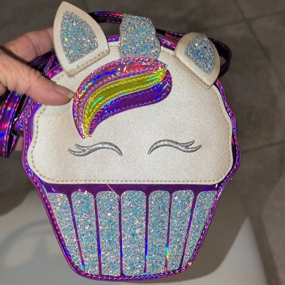 Unicorn Cupcake Kids Bag - Purple and Silver